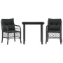 Mesita y sillas con cojines 3 piezas ratán sintético negro by , Garden sets - Ref: Foro24-3212103, Price: 264,59 €, Discount: %