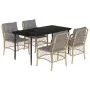 Set comedor de jardín 5 pzas con cojines ratán sintético beige by , Garden sets - Ref: Foro24-3212155, Price: 526,83 €, Disco...