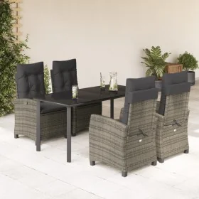 Set comedor de jardín 5 piezas con cojines ratán sintético gris by , Garden sets - Ref: Foro24-3212796, Price: 736,64 €, Disc...