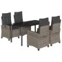 Set comedor de jardín 5 piezas con cojines ratán sintético gris by , Garden sets - Ref: Foro24-3212796, Price: 733,33 €, Disc...