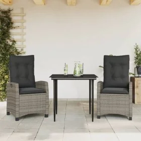 Set comedor de jardín 3 piezas con cojines ratán sintético gris by , Garden sets - Ref: Foro24-3212782, Price: 407,75 €, Disc...