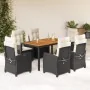 Set de comedor de jardín 7 pzas y cojines ratán sintético negro von , Gartensets - Ref: Foro24-3212658, Preis: 880,14 €, Raba...