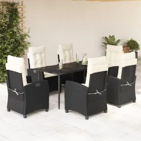 Set de comedor de jardín 7 pzas y cojines ratán sintético negro by , Garden sets - Ref: Foro24-3212728, Price: 846,49 €, Disc...