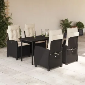 Set de muebles jardín 5 pzas con cojines ratán sintético negro by , Garden sets - Ref: Foro24-3212735, Price: 598,20 €, Disco...
