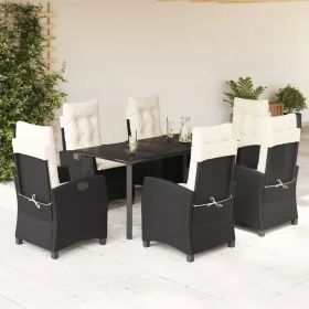 Set de comedor de jardín 7 pzas y cojines ratán sintético negro by , Garden sets - Ref: Foro24-3212737, Price: 847,97 €, Disc...