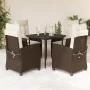 Set comedor de jardín 5 piezas y cojines ratán sintético marrón von , Gartensets - Ref: Foro24-3212763, Preis: 628,55 €, Raba...