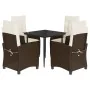 Set comedor de jardín 5 piezas y cojines ratán sintético marrón von , Gartensets - Ref: Foro24-3212763, Preis: 628,55 €, Raba...