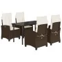 Set comedor de jardín 5 piezas y cojines ratán sintético marrón de , Conjuntos de jardín - Ref: Foro24-3212775, Precio: 652,9...