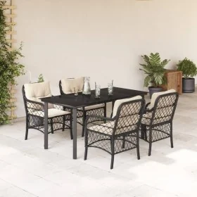Set de muebles jardín 5 pzas con cojines ratán sintético negro by , Garden sets - Ref: Foro24-3212092, Price: 537,45 €, Disco...