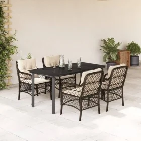 Set comedor de jardín 5 piezas y cojines ratán sintético marrón by , Garden sets - Ref: Foro24-3212120, Price: 514,14 €, Disc...