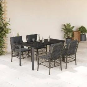 Set comedor de jardín 5 piezas con cojines ratán sintético gris von , Gartensets - Ref: Foro24-3212134, Preis: 518,22 €, Raba...