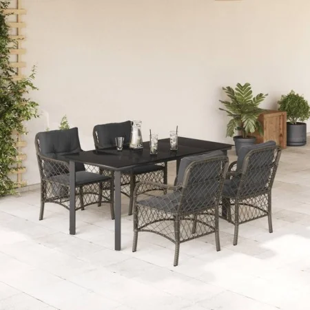 Set comedor de jardín 5 piezas con cojines ratán sintético gris de , Conjuntos de jardín - Ref: Foro24-3212134, Precio: 506,1...