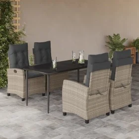 Set comedor de jardín 5 pzas cojines ratán sintético gris claro by , Garden sets - Ref: Foro24-3212846, Price: 660,93 €, Disc...