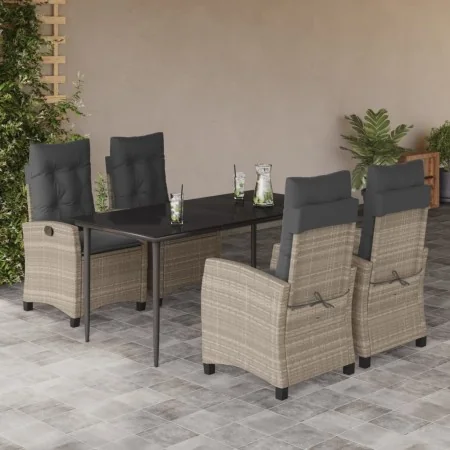 Set comedor de jardín 5 pzas cojines ratán sintético gris claro de , Conjuntos de jardín - Ref: Foro24-3212846, Precio: 660,9...