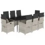 Set comedor de jardín 9 pzas cojines ratán sintético gris claro by , Garden sets - Ref: Foro24-3212850, Price: 1,00 €, Discou...