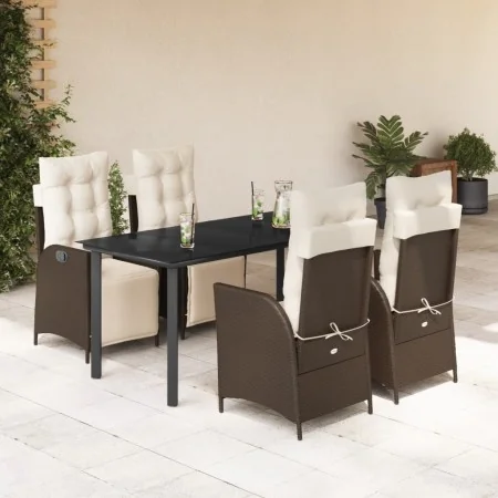 Set comedor de jardín 5 piezas y cojines ratán sintético marrón by , Garden sets - Ref: Foro24-3213416, Price: 681,29 €, Disc...