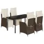 Set comedor de jardín 5 piezas y cojines ratán sintético marrón by , Garden sets - Ref: Foro24-3213416, Price: 681,29 €, Disc...