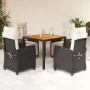 Set de muebles jardín 5 pzas con cojines ratán sintético negro von , Gartensets - Ref: Foro24-3212901, Preis: 622,09 €, Rabat...