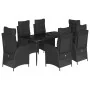 Set de comedor de jardín 7 pzas y cojines ratán sintético negro de , Conjuntos de jardín - Ref: Foro24-3213179, Precio: 856,2...