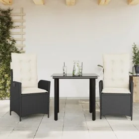 Set comedor de jardín 3 pzas con cojines ratán sintético negro von , Gartensets - Ref: Foro24-3213164, Preis: 336,59 €, Rabat...