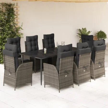 Set comedor jardín 9 pzas y cojines ratán sintético gris de , Conjuntos de jardín - Ref: Foro24-3213222, Precio: 1,00 €, Desc...