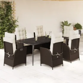 Set comedor de jardín 7 pzas con cojines ratán