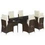 Set comedor de jardín 7 pzas con cojines ratán sintético marrón von , Gartensets - Ref: Foro24-3213201, Preis: 1,00 €, Rabatt: %