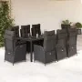 Set de comedor de jardín 9 pzas y cojines ratán sintético negro | Foro24.es | Tu tienda online para hogar, jardín y más Foro24.es