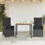 Set comedor de jardín 3 pzas con cojines ratán sintético negro | Foro24.es | Tu tienda online para hogar, jardín y más Foro24.es