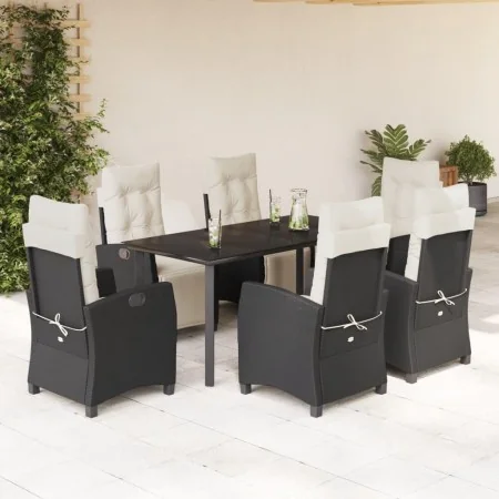 Set de comedor de jardín 7 pzas y cojines ratán sintético negro von , Gartensets - Ref: Foro24-3212957, Preis: 822,26 €, Raba...