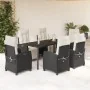 Set de comedor de jardín 7 pzas y cojines ratán sintético negro von , Gartensets - Ref: Foro24-3212957, Preis: 822,26 €, Raba...