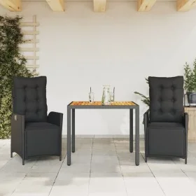 Set comedor de jardín 3 pzas con cojines ratán