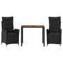 Set comedor de jardín 3 pzas con cojines ratán sintético negro | Foro24.es | Tu tienda online para hogar, jardín y más Foro24.es