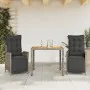 Set comedor de jardín 3 piezas con cojines ratán sintético gris von , Gartensets - Ref: Foro24-3213344, Preis: 390,60 €, Raba...