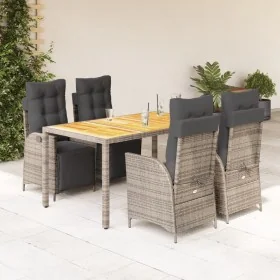 Set comedor de jardín 5 piezas con cojines ratán sintético gris von , Gartensets - Ref: Foro24-3213346, Preis: 724,58 €, Raba...