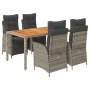 Set comedor de jardín 5 piezas con cojines ratán sintético gris von , Gartensets - Ref: Foro24-3213346, Preis: 724,58 €, Raba...
