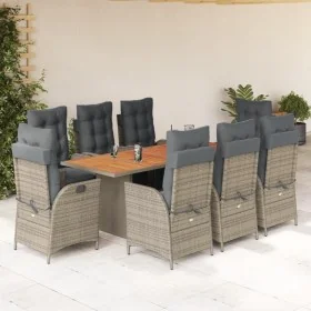 Set comedor jardín 9 pzas y cojines ratán sintético gris von , Gartensets - Ref: Foro24-3213371, Preis: 1,00 €, Rabatt: %
