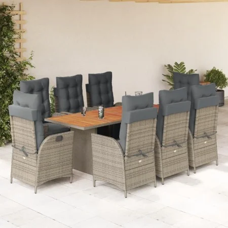 Set comedor jardín 9 pzas y cojines ratán sintético gris von , Gartensets - Ref: Foro24-3213371, Preis: 1,00 €, Rabatt: %