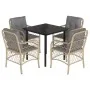Set comedor de jardín 5 pzas con cojines ratán sintético beige de , Conjuntos de jardín - Ref: Foro24-3212160, Precio: 475,15...