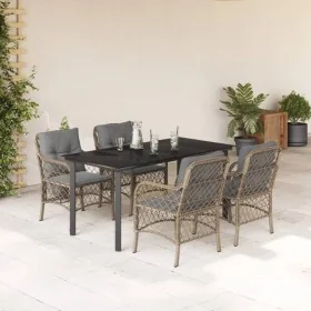 Set comedor de jardín 5 pzas con cojines ratán sintético beige by , Garden sets - Ref: Foro24-3212162, Price: 560,29 €, Disco...