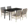 Set comedor de jardín 5 pzas con cojines ratán sintético beige von , Gartensets - Ref: Foro24-3212162, Preis: 560,29 €, Rabat...