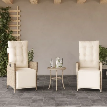 Sillones reclinables jardín con reposapiés 2 uds ratán PE beige | Foro24.es | Tu tienda online para hogar, jardín y más Foro24.es