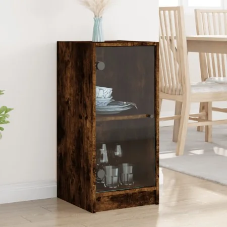 Armario auxiliar puertas de vidrio roble ahumado 35x37x75,5 cm von , Sideboards - Ref: Foro24-836403, Preis: 51,35 €, Rabatt: %