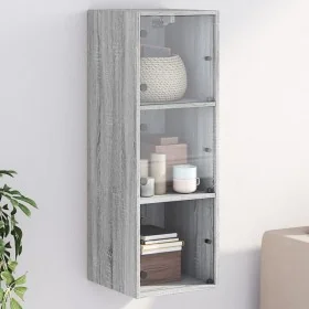 Mueble de pared puertas de vidrio gris Sonoma 35x37x100 cm by , Lockers and storage cabinets - Ref: Foro24-836488, Price: 73,...