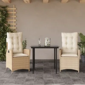Set comedor de jardín 3 pzas con cojines ratán sintético beige by , Garden sets - Ref: Foro24-3213234, Price: 385,36 €, Disco...