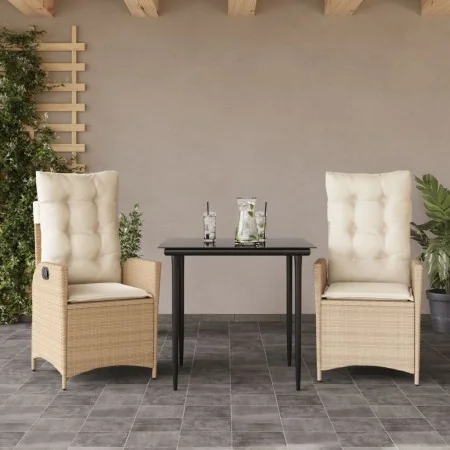 Set comedor de jardín 3 pzas con cojines ratán sintético beige von , Gartensets - Ref: Foro24-3213234, Preis: 385,39 €, Rabat...