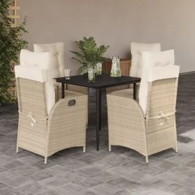 Set comedor de jardín 5 pzas con cojines ratán