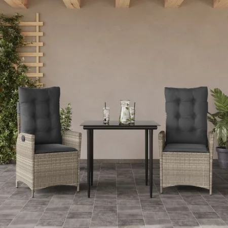 Set comedor de jardín 3 pzas cojines ratán sintético gris claro von , Gartensets - Ref: Foro24-3213274, Preis: 368,23 €, Raba...