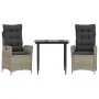 Set comedor de jardín 3 pzas cojines ratán sintético gris claro von , Gartensets - Ref: Foro24-3213274, Preis: 368,23 €, Raba...