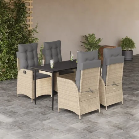 Set comedor de jardín 5 pzas con cojines ratán sintético beige by , Garden sets - Ref: Foro24-3213257, Price: 638,83 €, Disco...